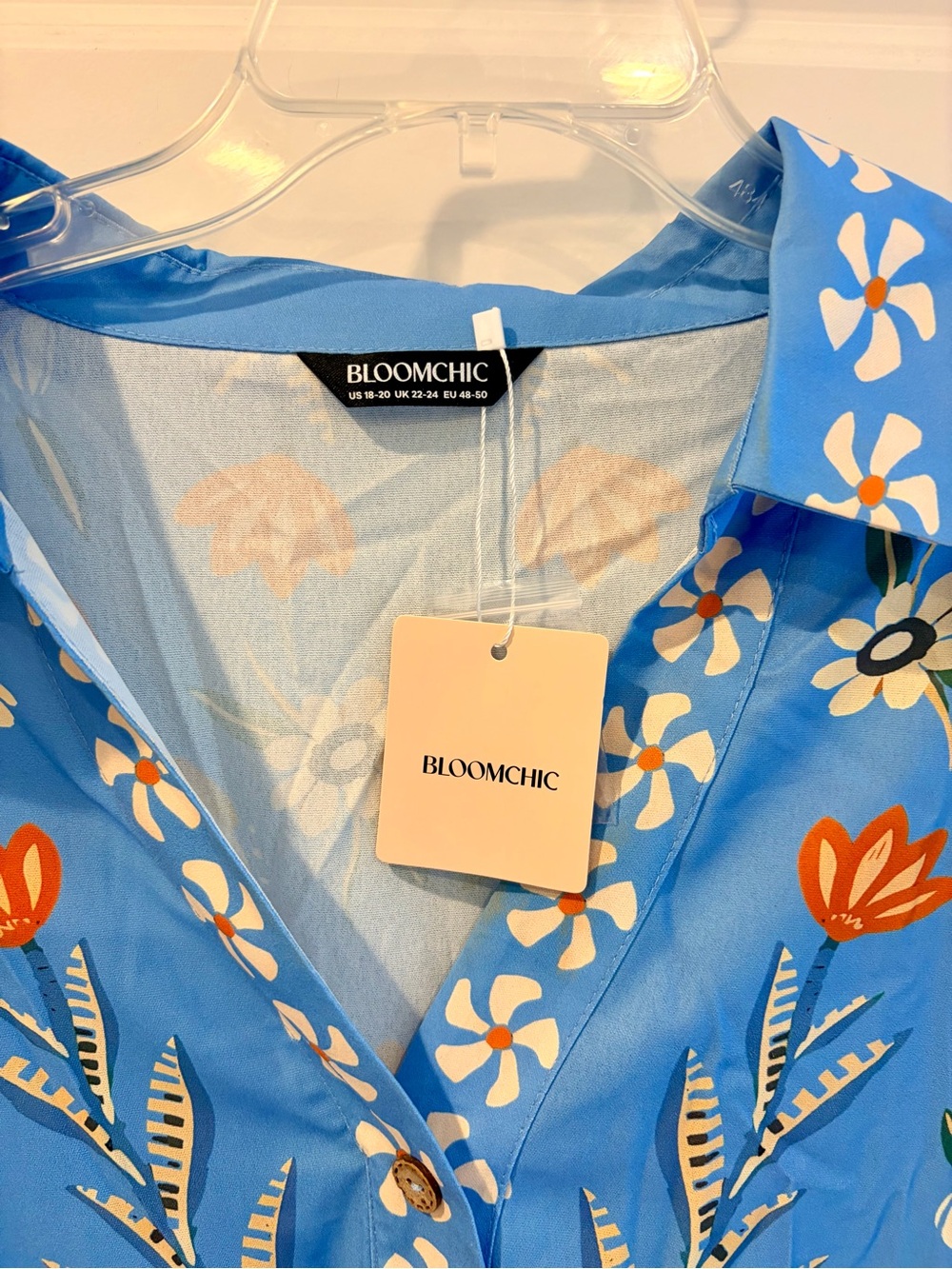 NWT! BloomChic Blue Floral Button-Front Maxi Dress (Size 18/20) - Picture 2 of 3